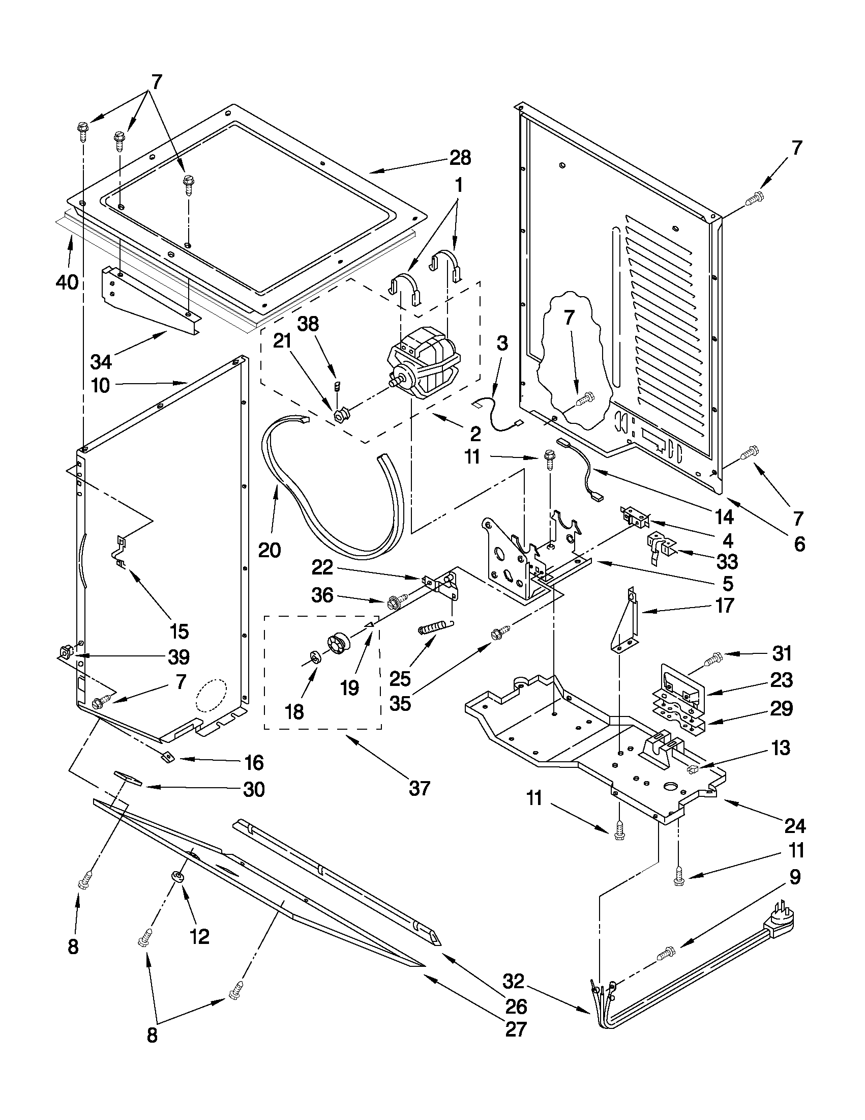 DRYER CABINET AND MOTOR PARTS