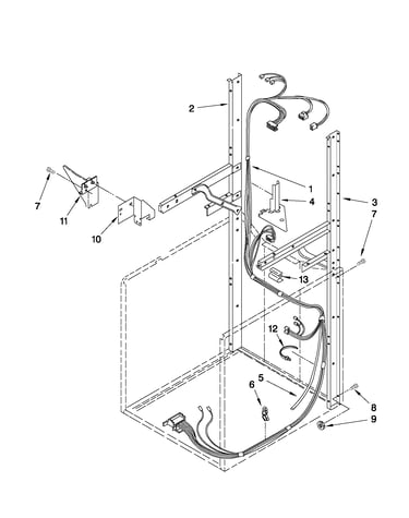 Dryer support and washer harness parts