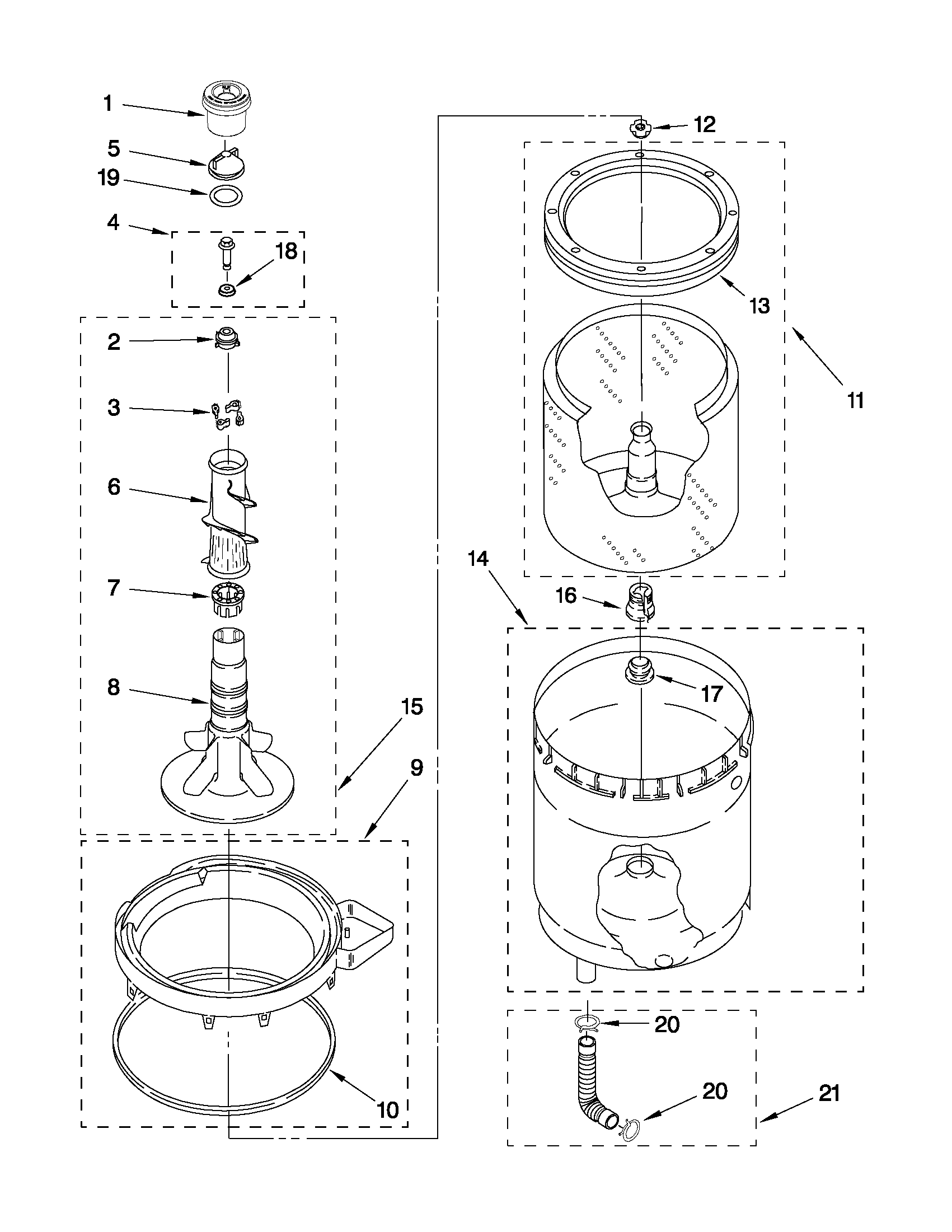 AGITATOR, BASKET AND TUB PARTS