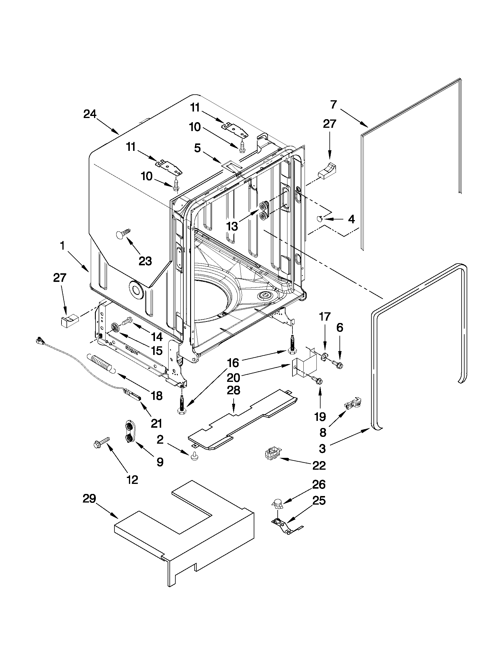 Tub and frame parts