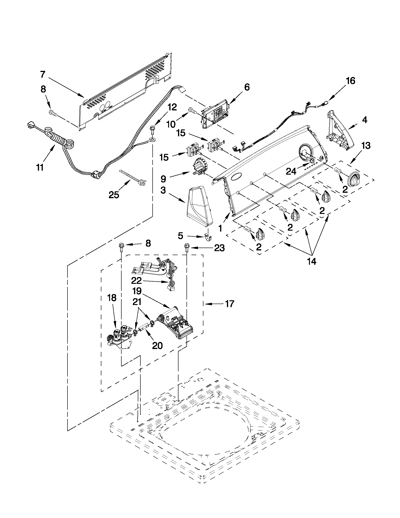 Controls and water inlet parts