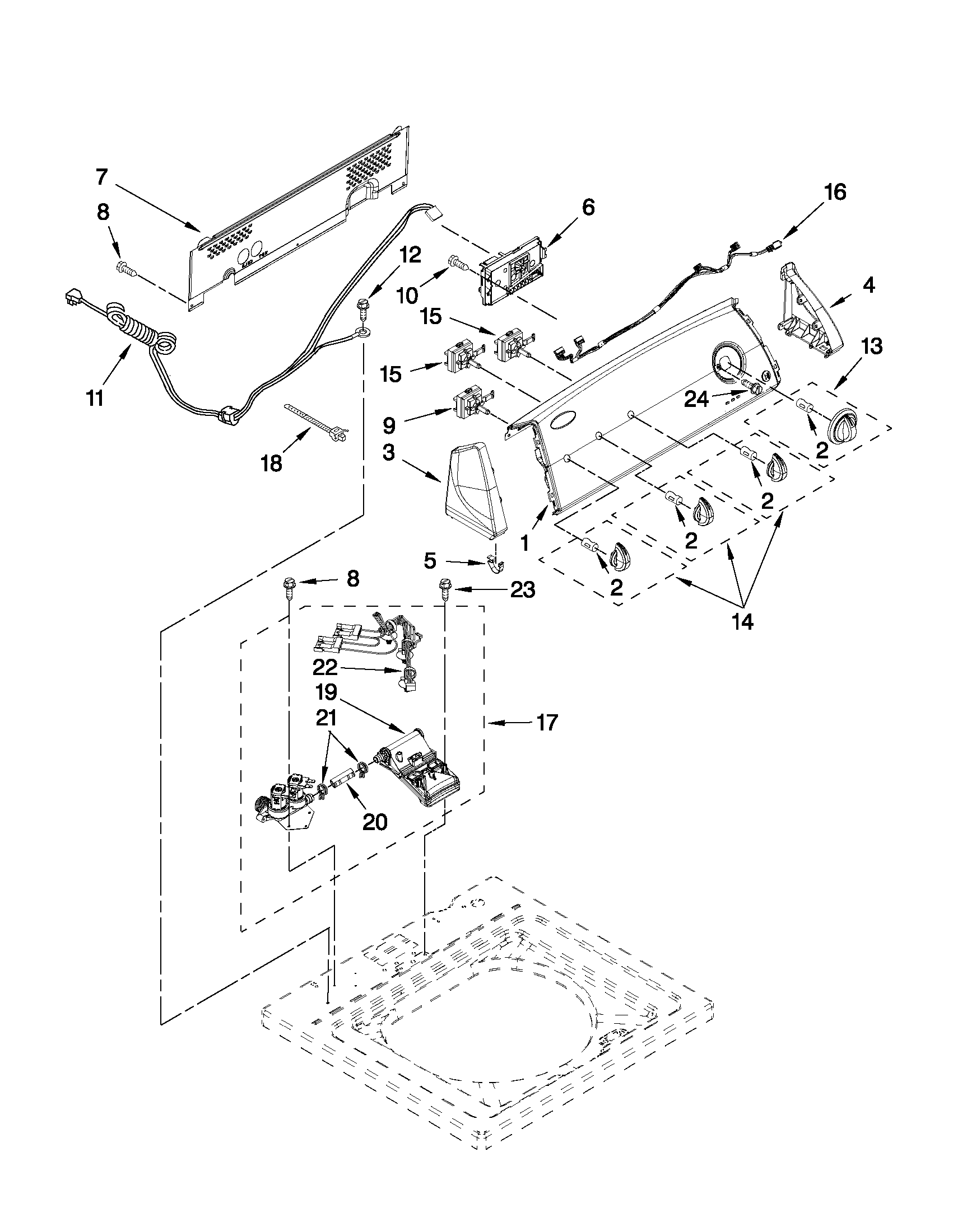 Controls and water inlet parts
