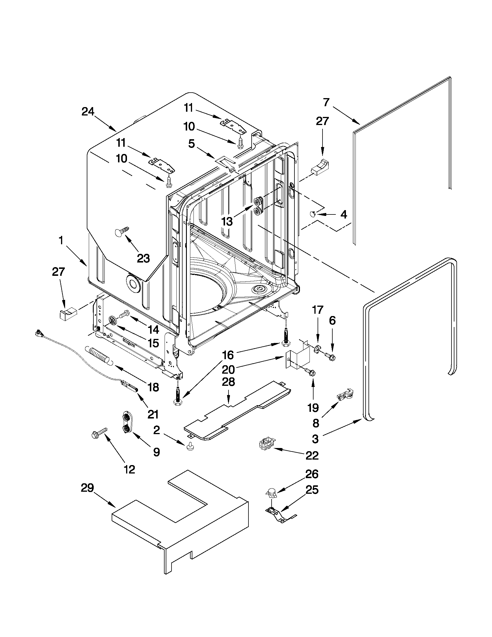 Tub and frame parts
