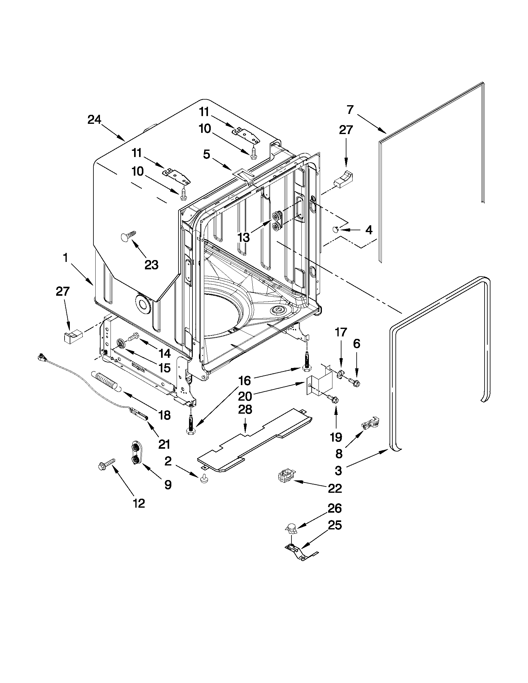 Tub and frame parts