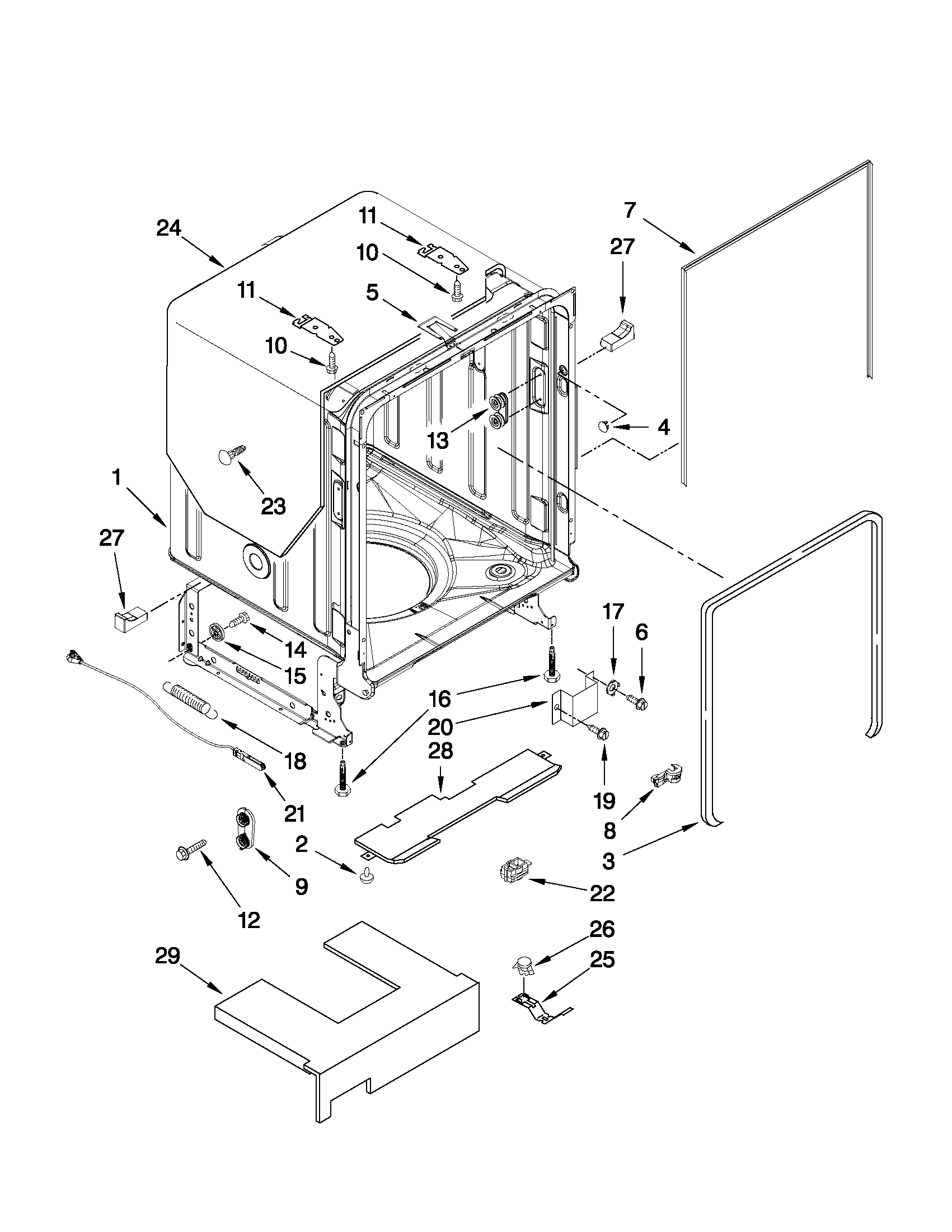 Tub and frame parts
