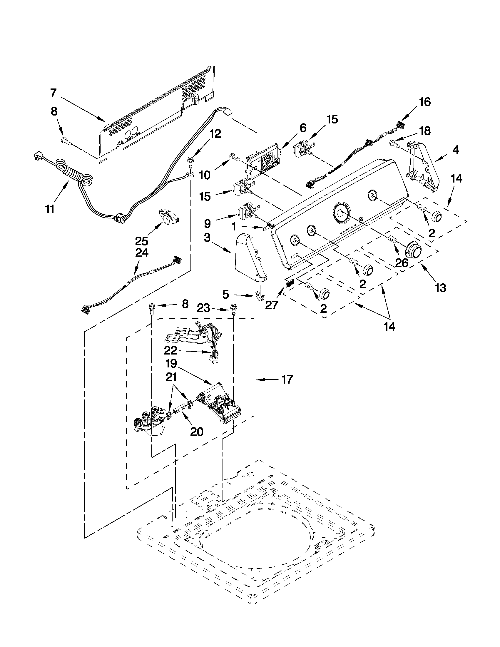 Controls and water inlet parts
