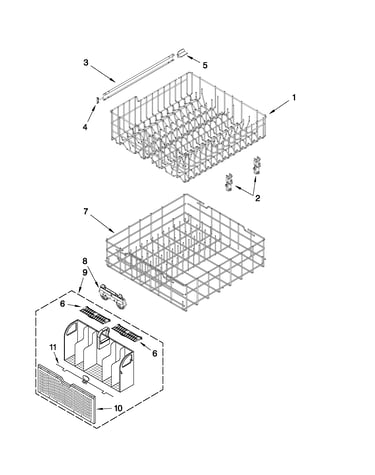 Upper and lower rack and track parts
