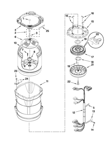 Motor, basket and tub parts