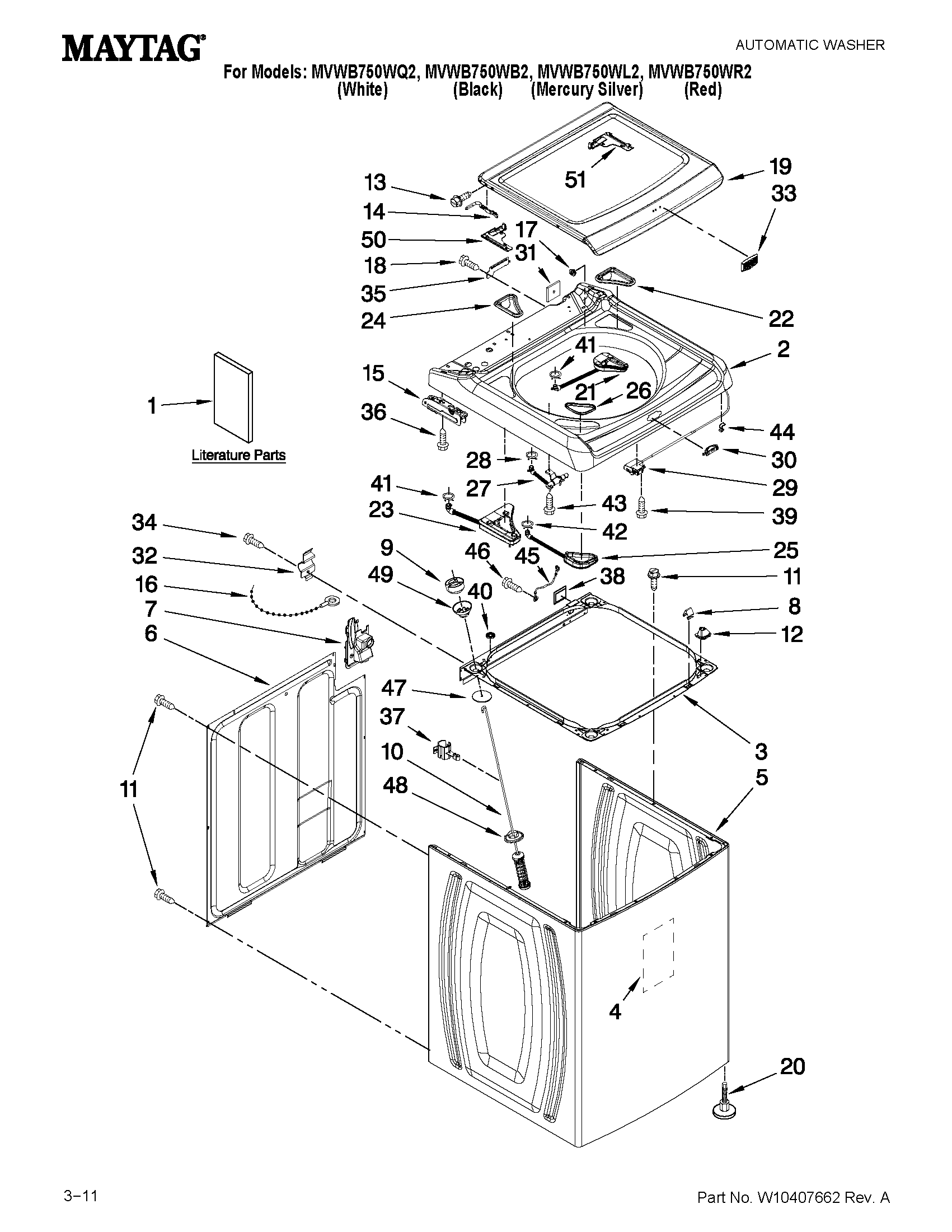 TOP AND CABINET PARTS