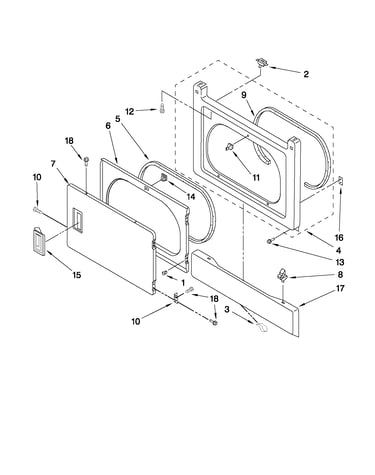 Dryer front panel and door parts
