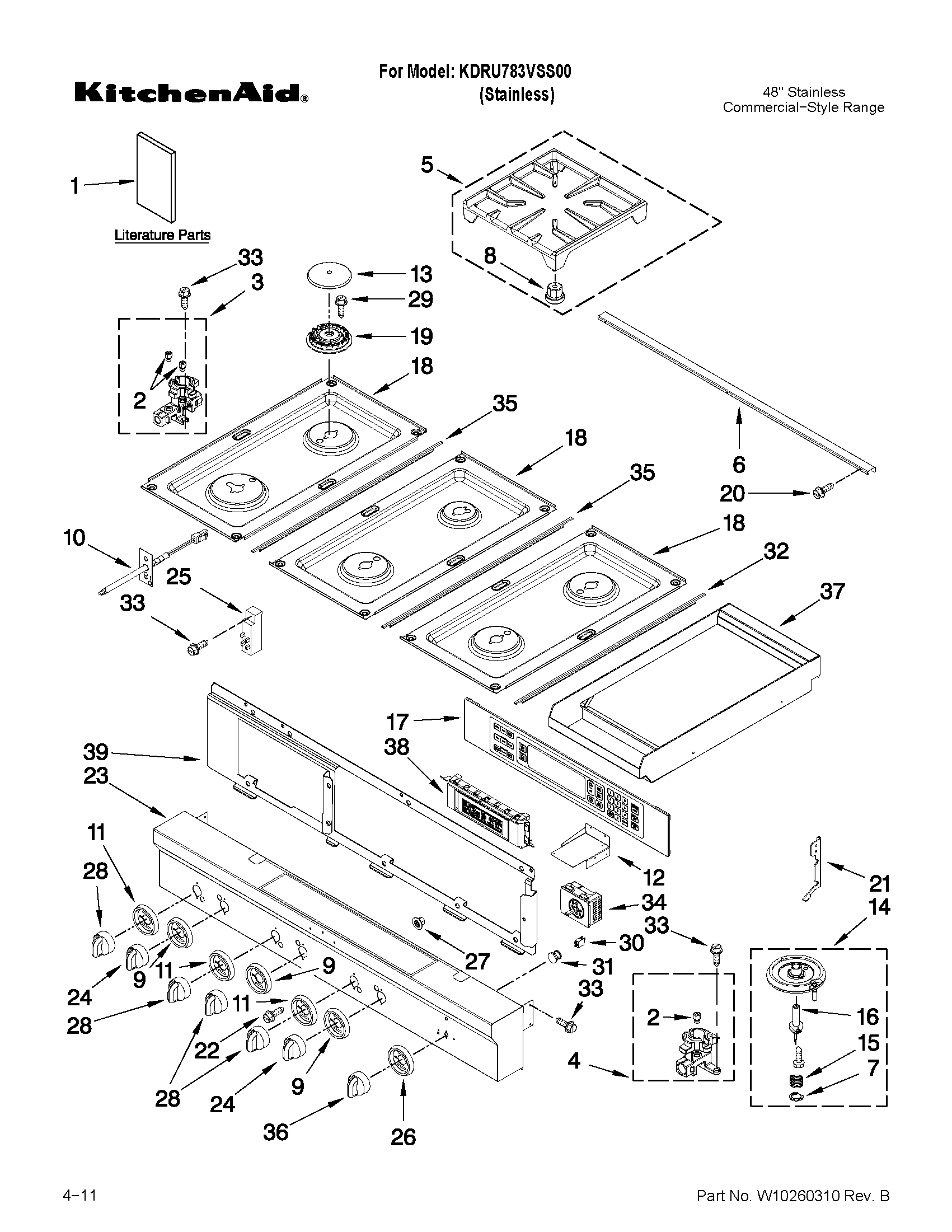 COOKTOP, BURNER AND GRATE PARTS