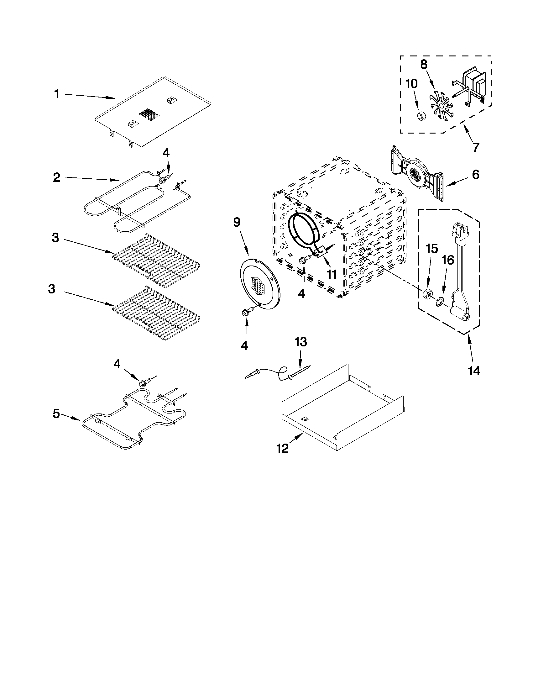18" INTERNAL OVEN PARTS