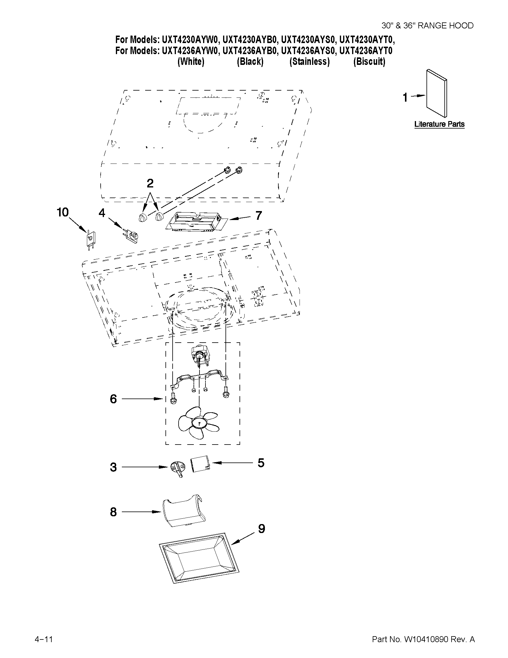 Range hood parts