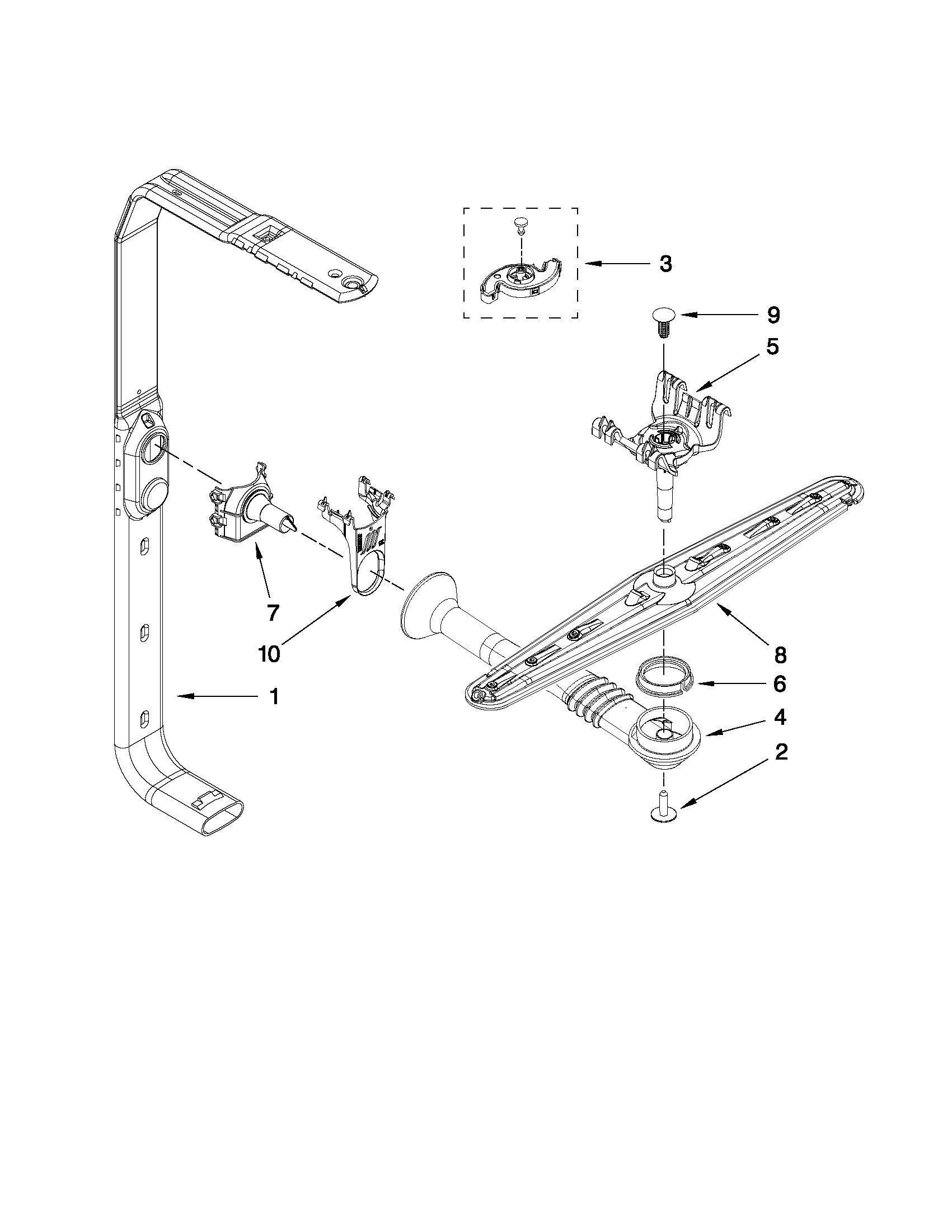 Upper wash and rinse parts