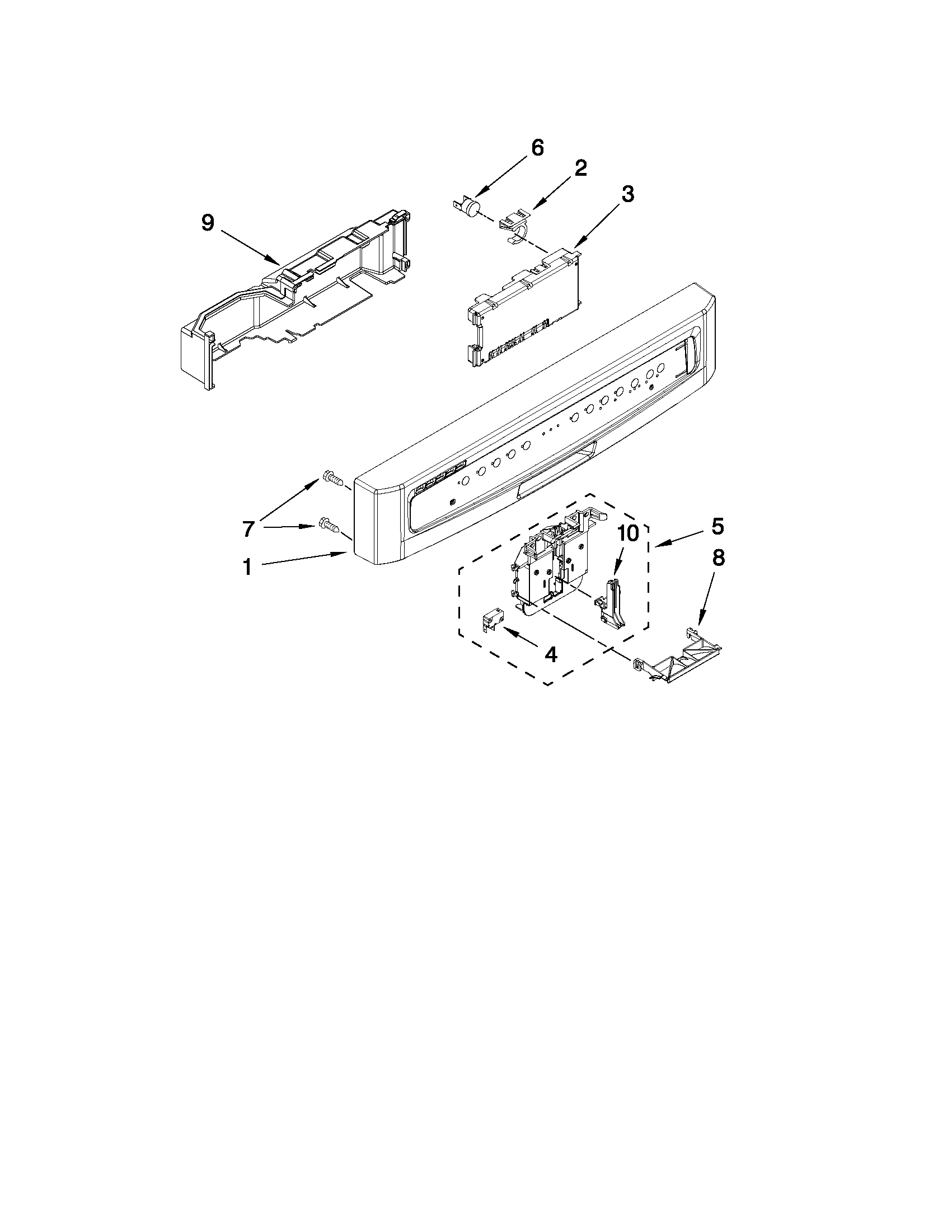 Control panel and latch parts