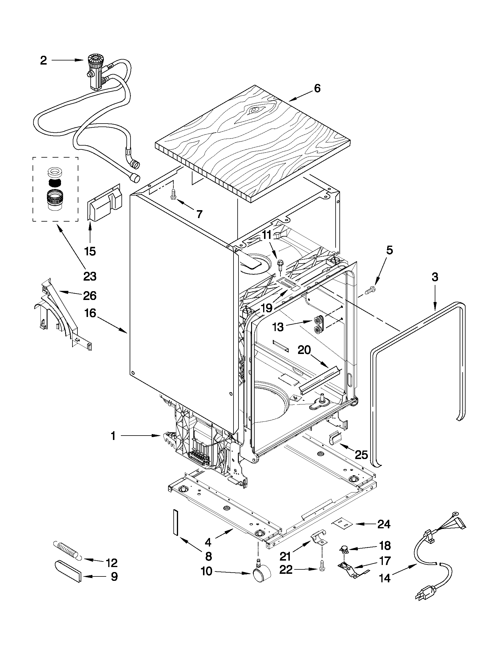 TUB AND FRAME PARTS