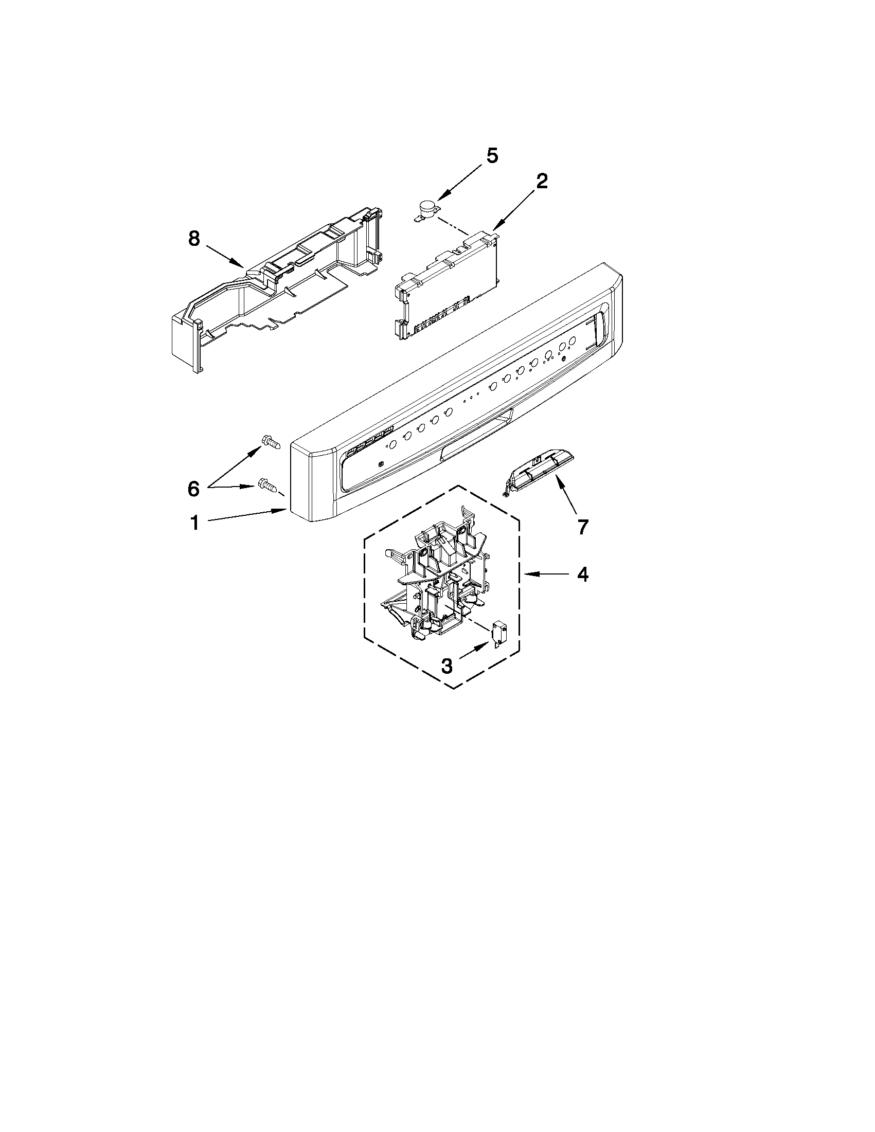 Control panel and latch parts