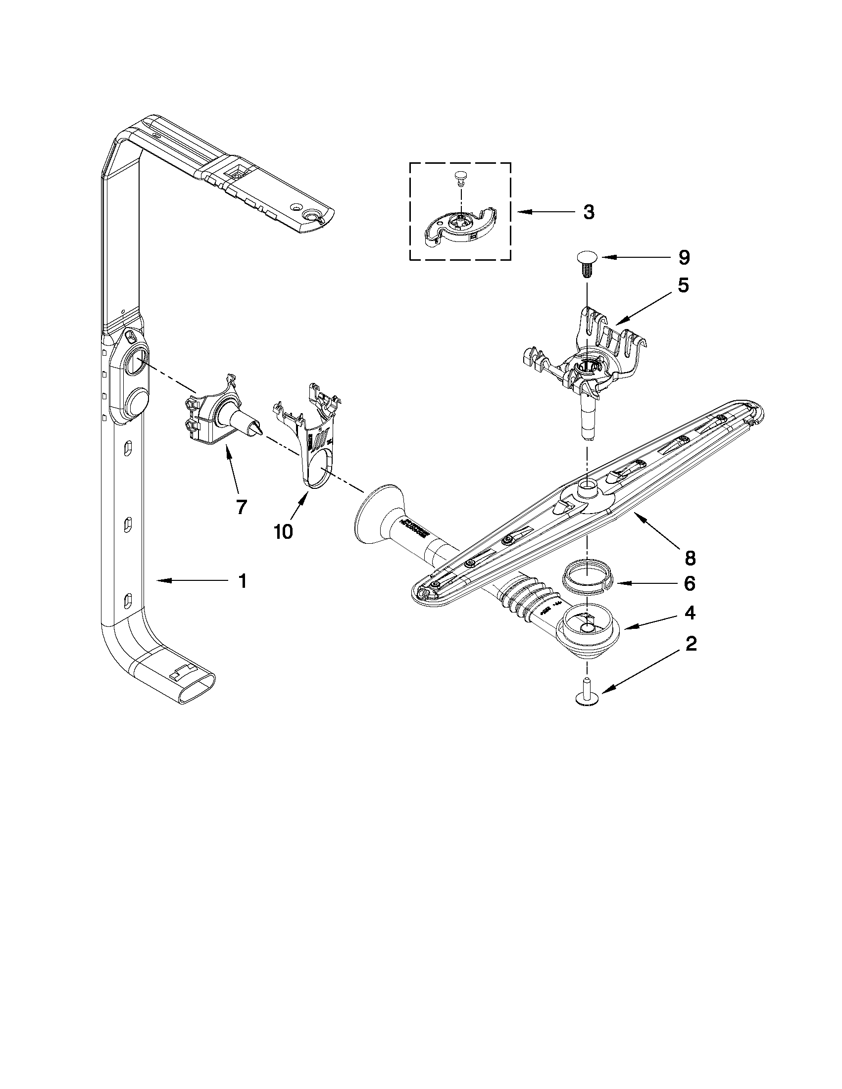 Upper wash and rinse parts