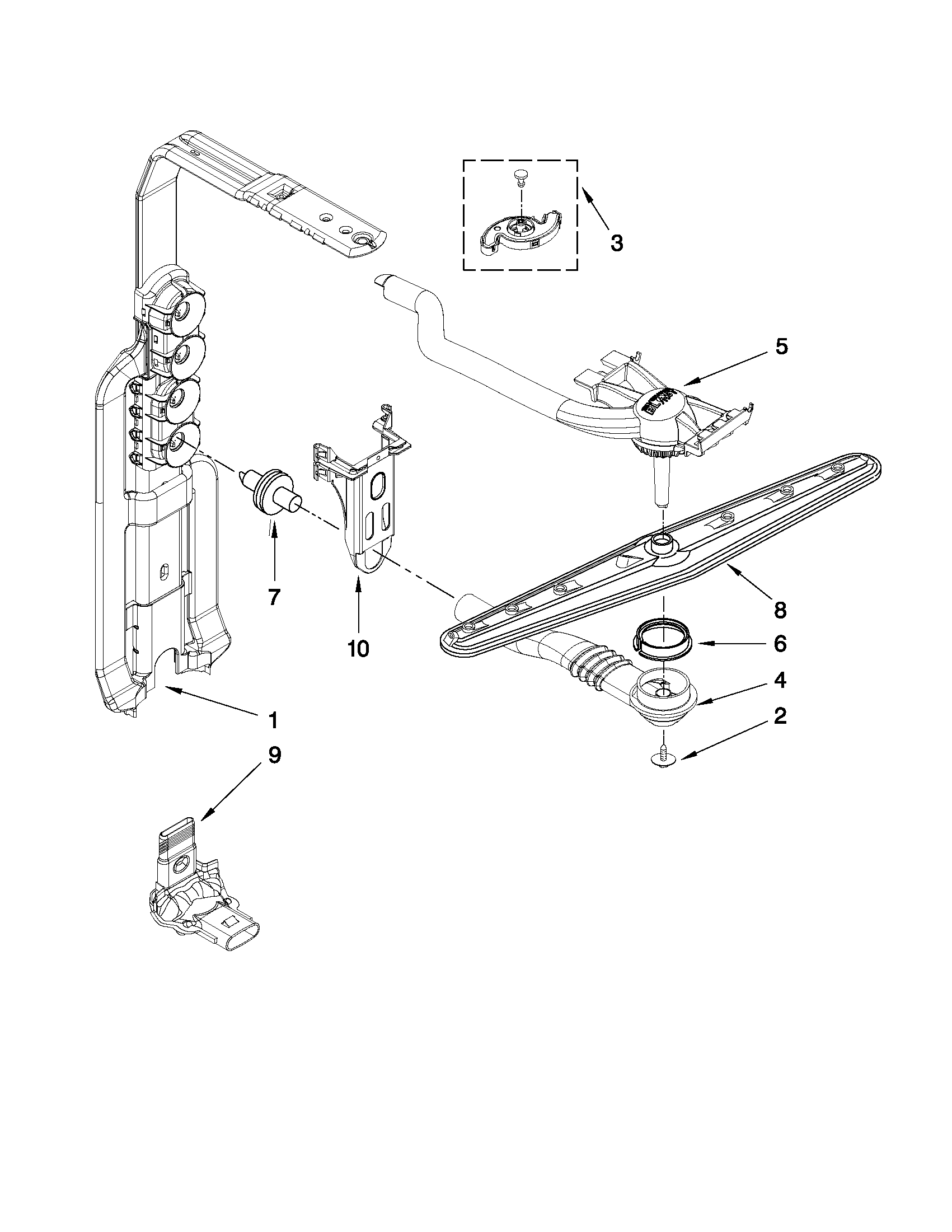 UPPER WASH AND RINSE PARTS