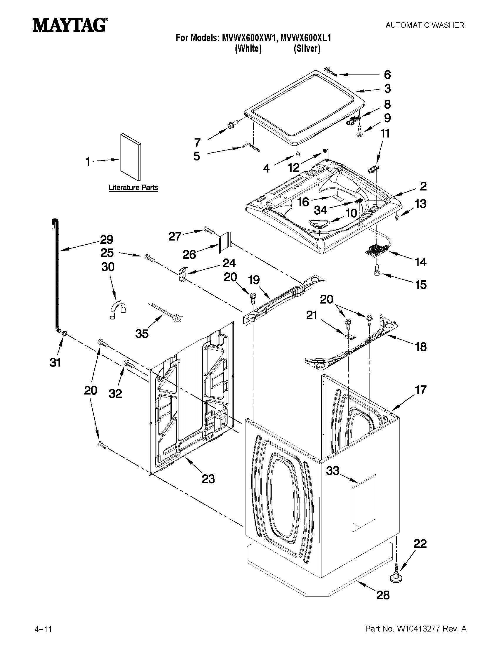 Top and cabinet parts