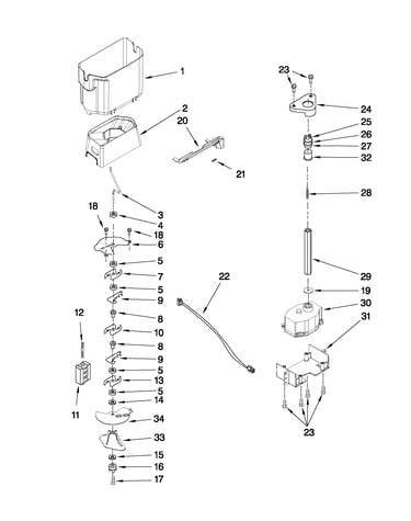 Motor and ice container parts