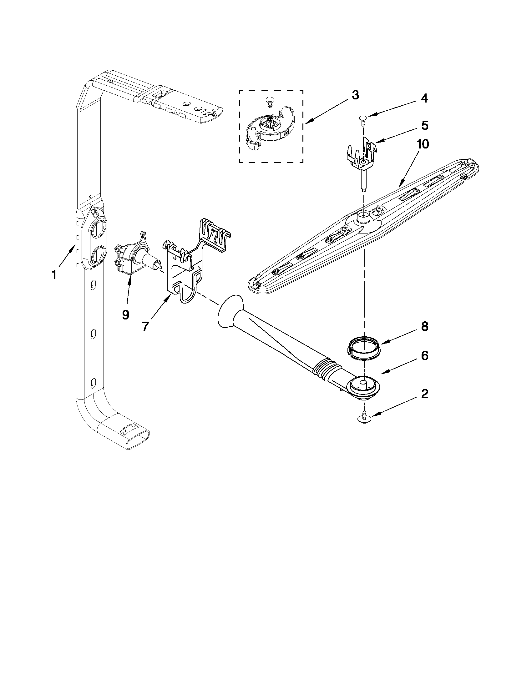 Upper wash and rinse parts