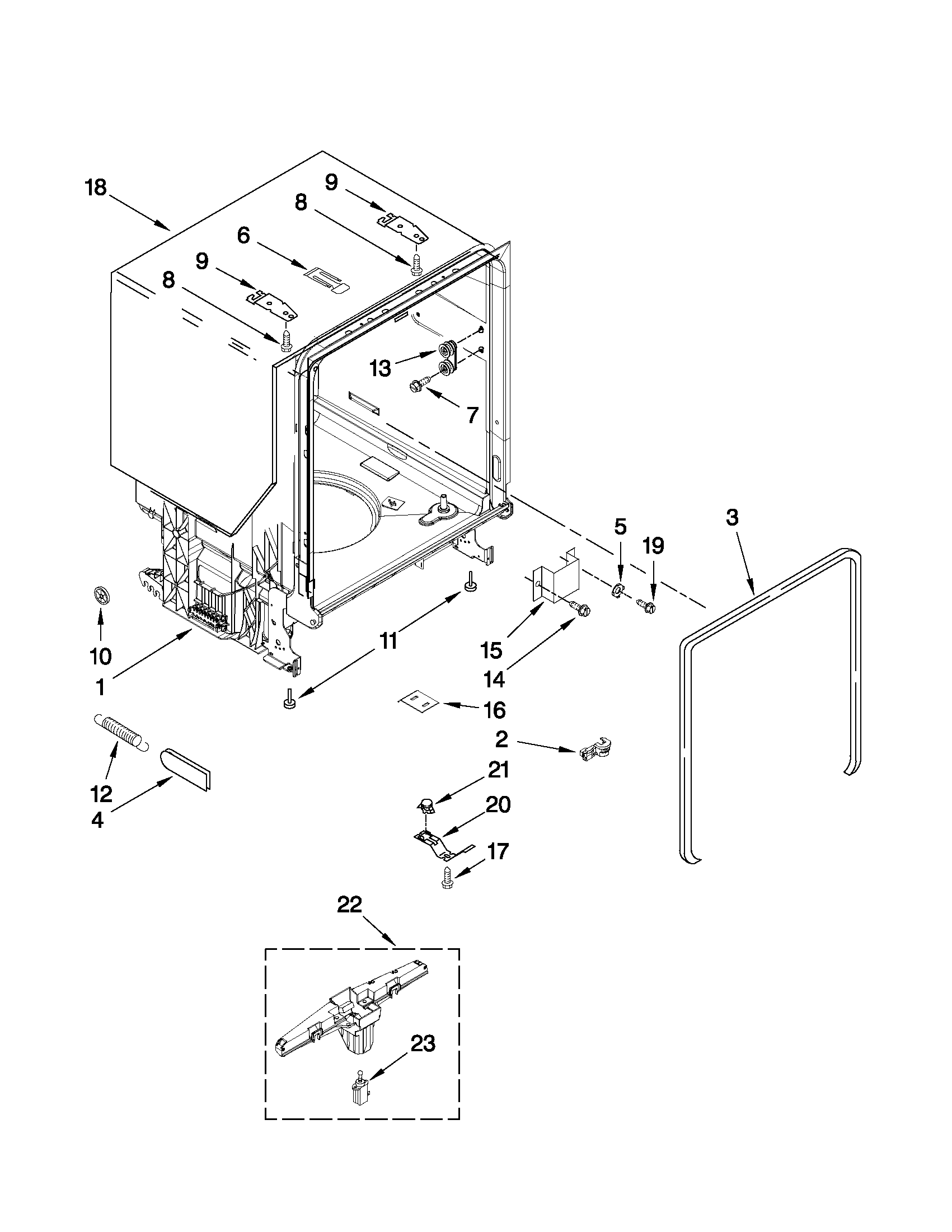 Tub and frame parts