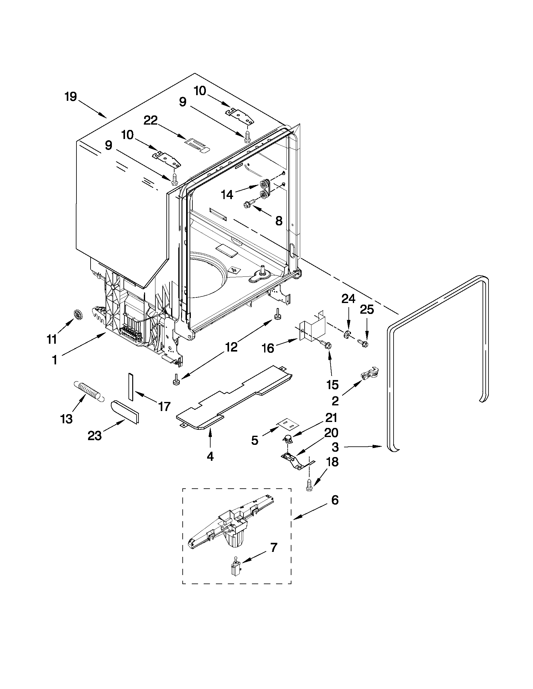 TUB AND FRAME PARTS