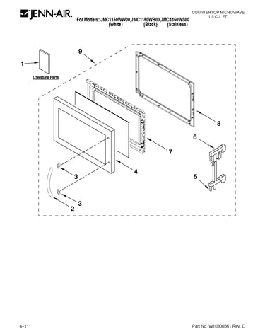 Microwave door parts