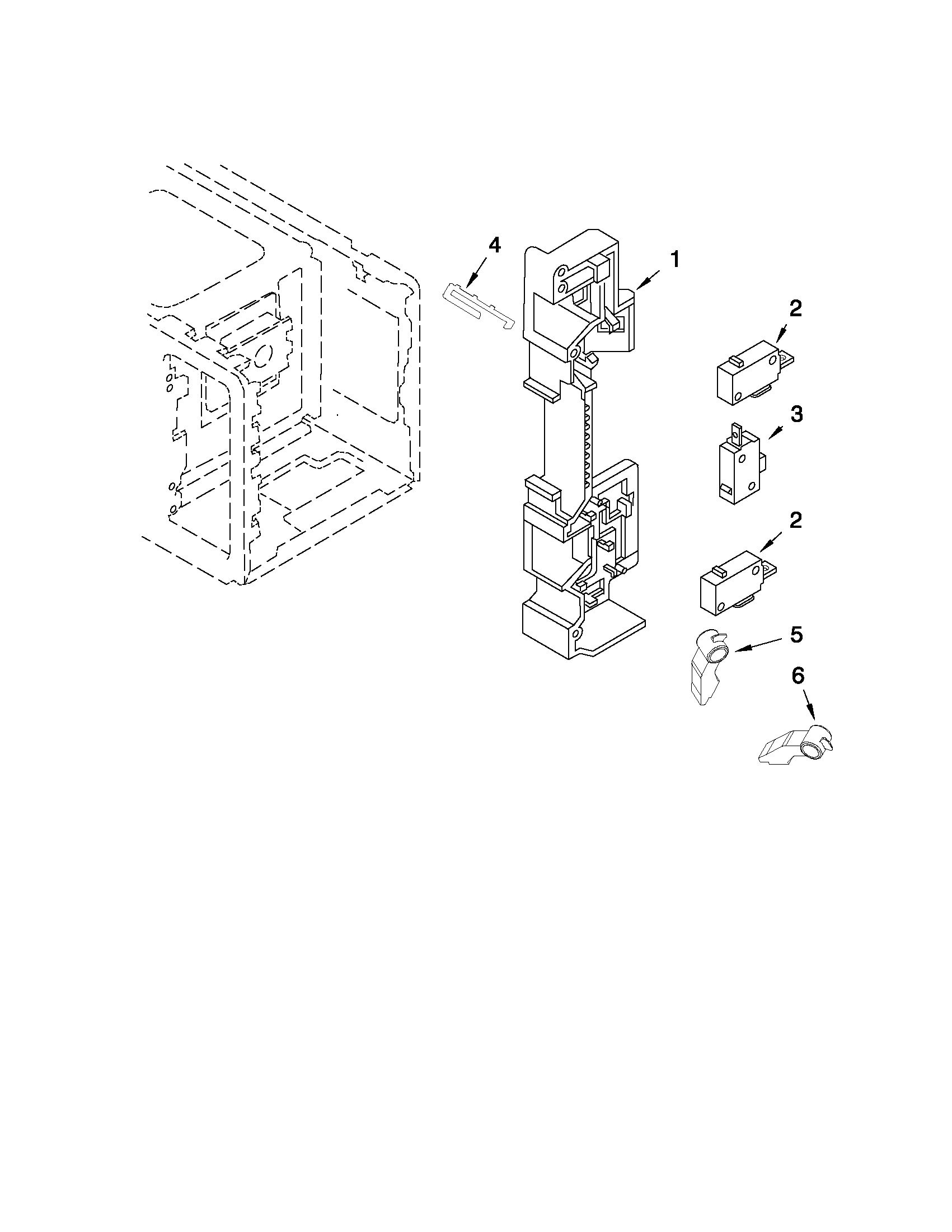 Microwave latch board parts