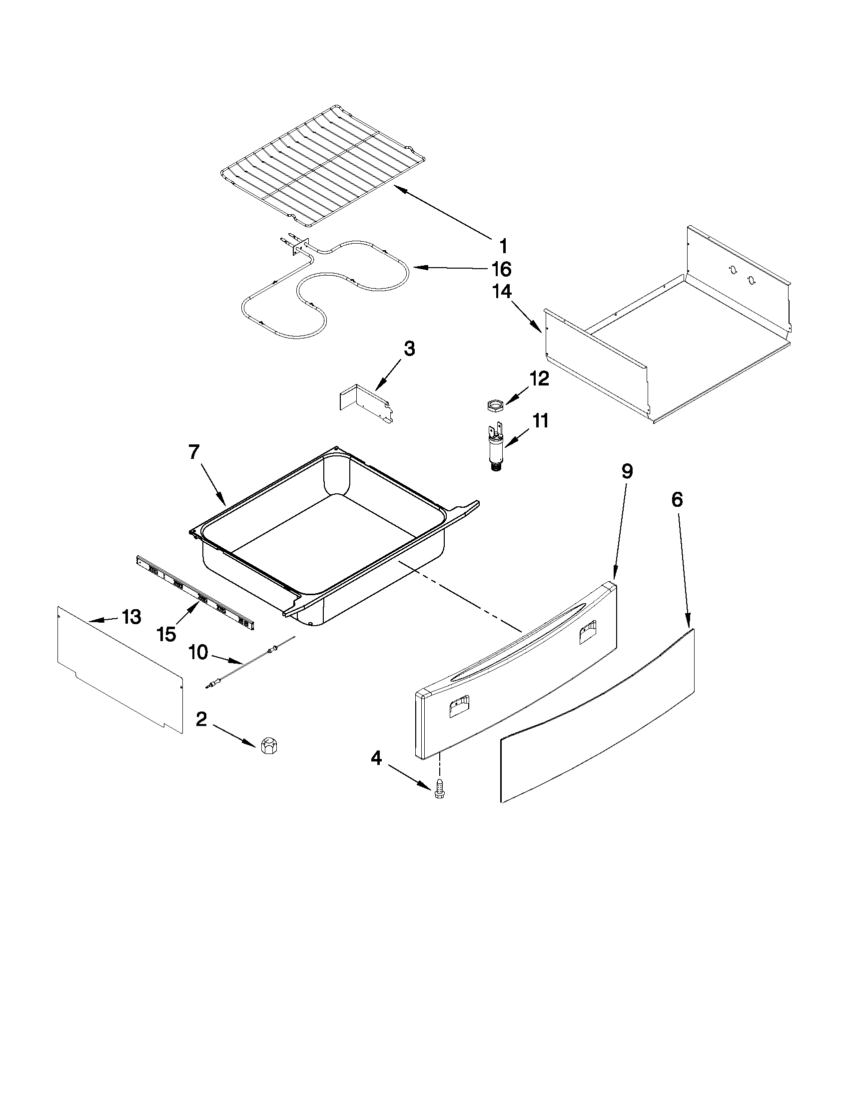 Drawer and rack parts