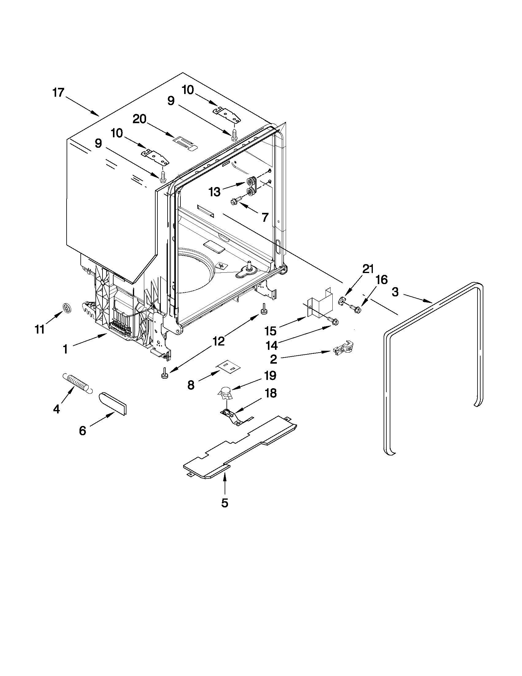 Tub and frame parts
