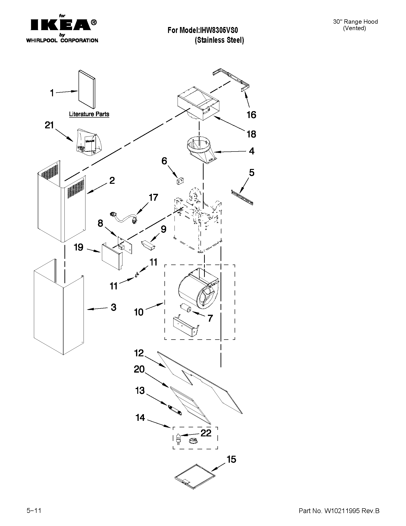 Range hood parts