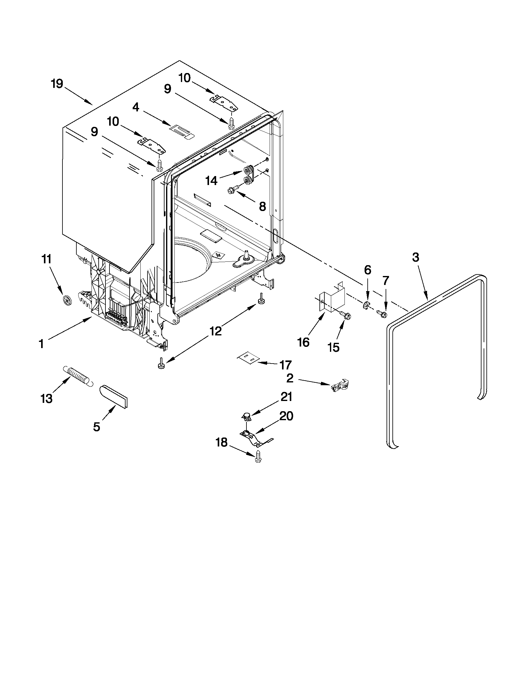 Tub and frame parts