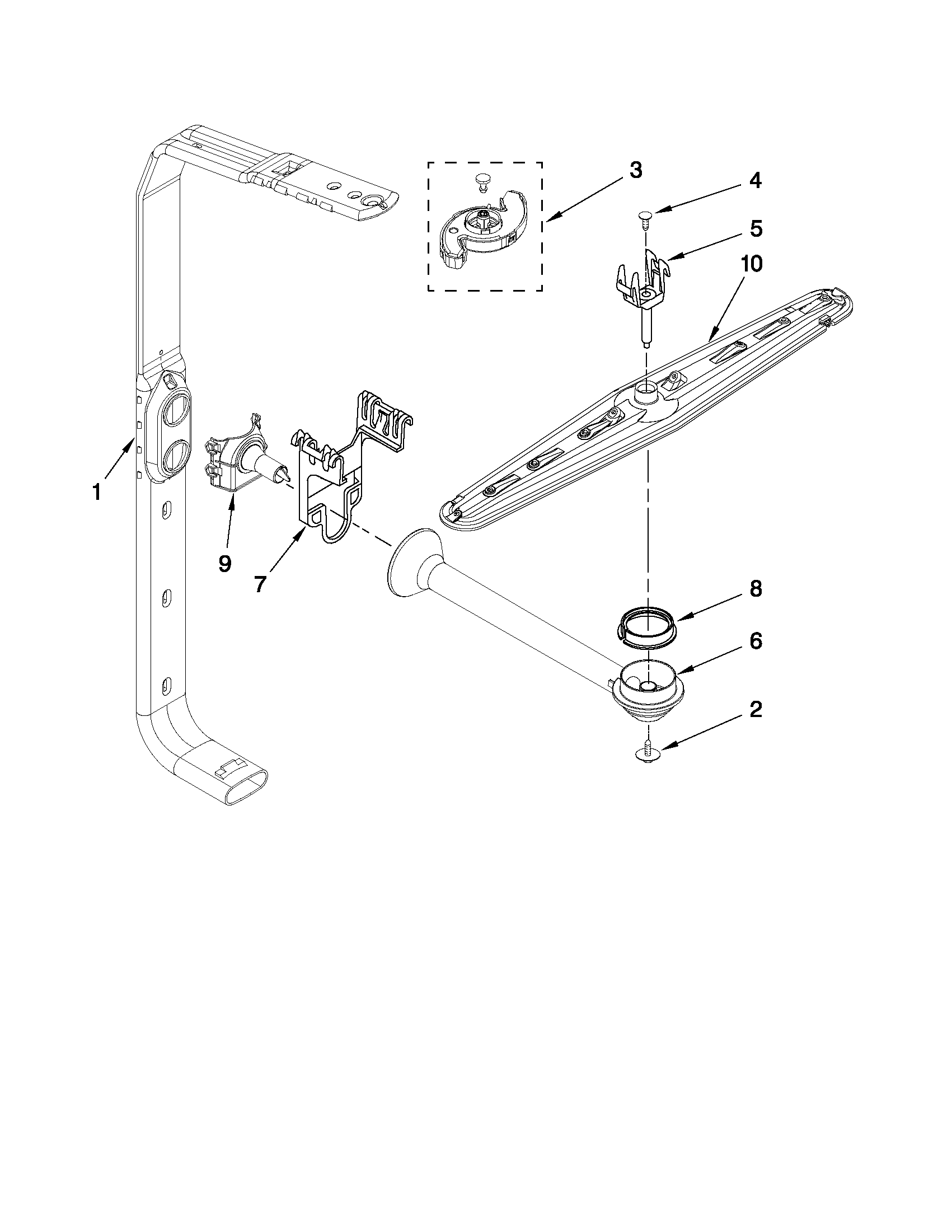 Upper wash and rinse parts