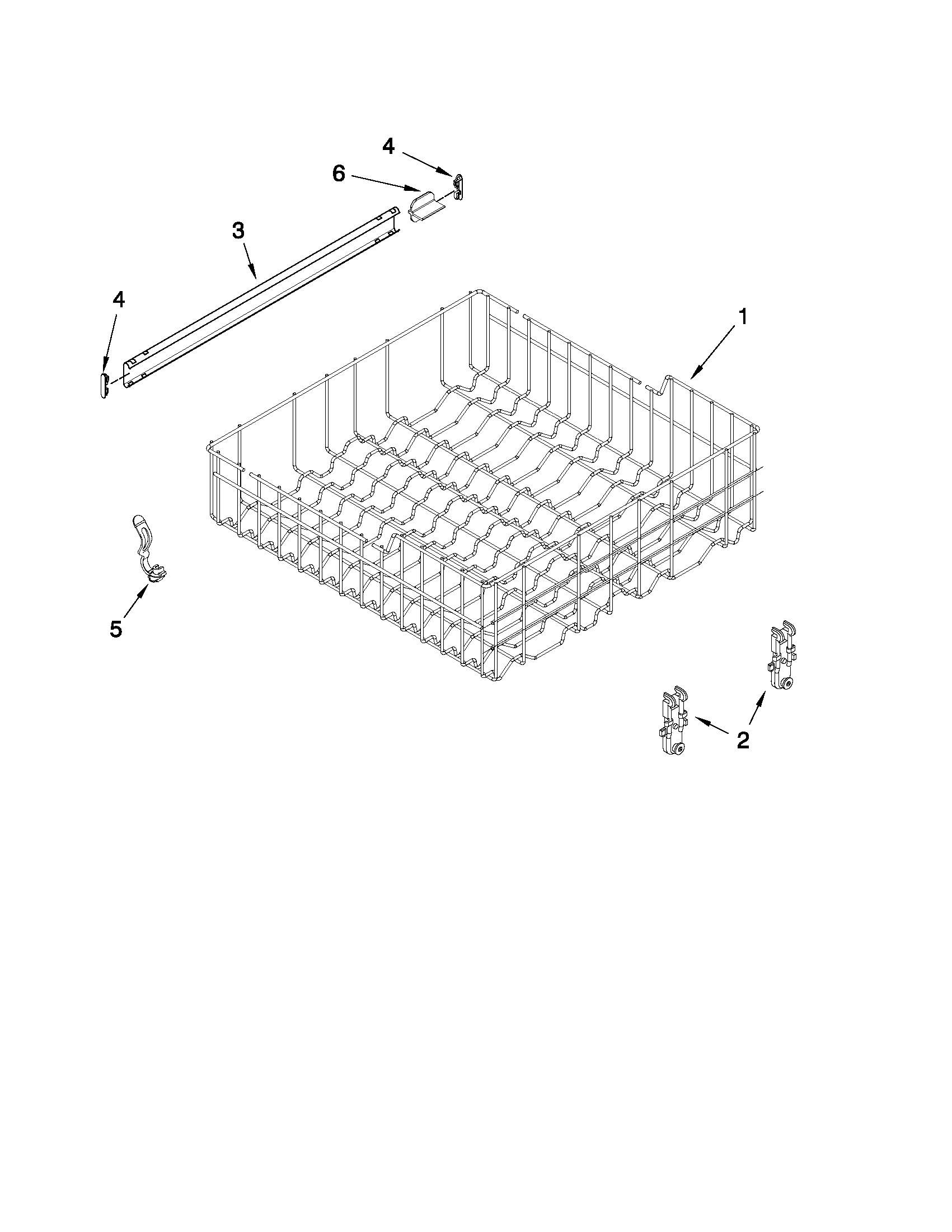 Upper rack and track parts