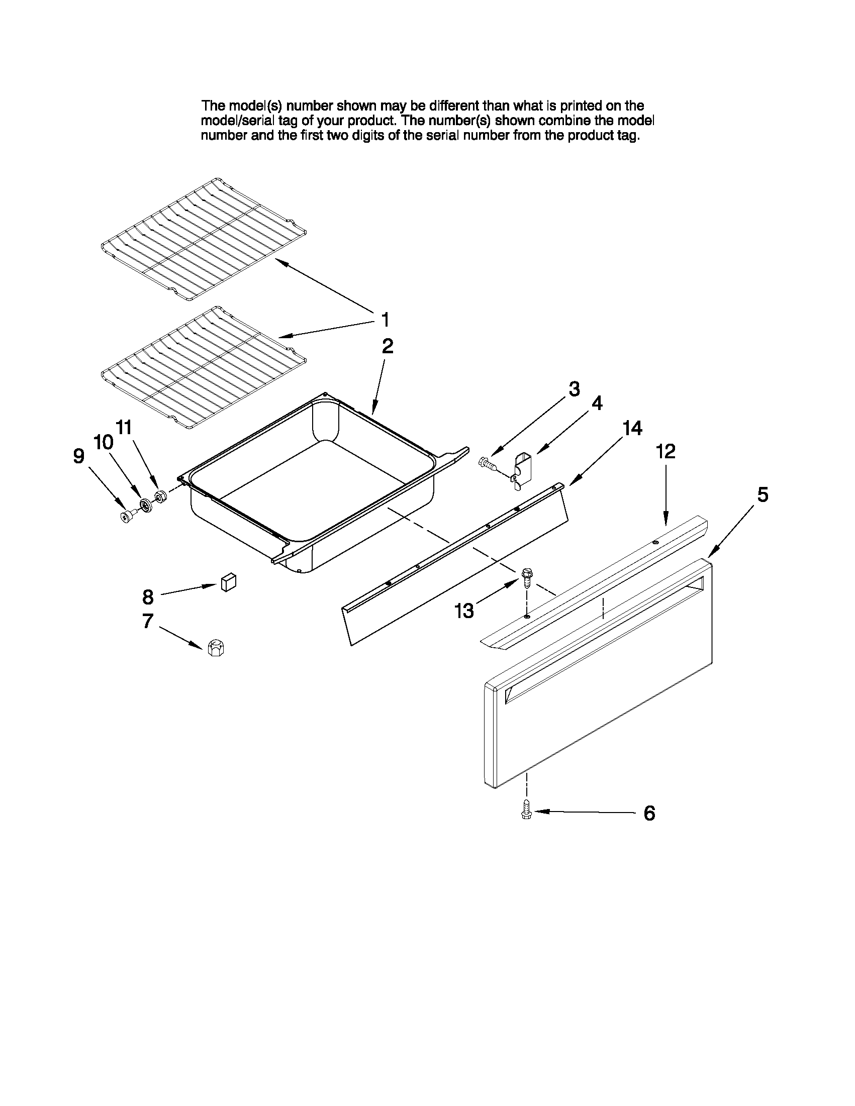 Drawer and rack parts