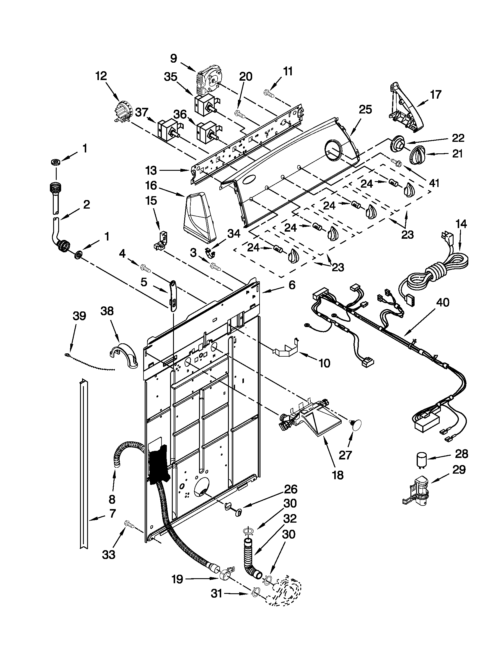 Controls and rear panel parts