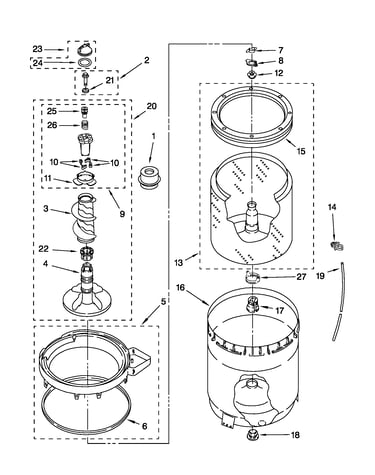 Agitator, basket and tub parts