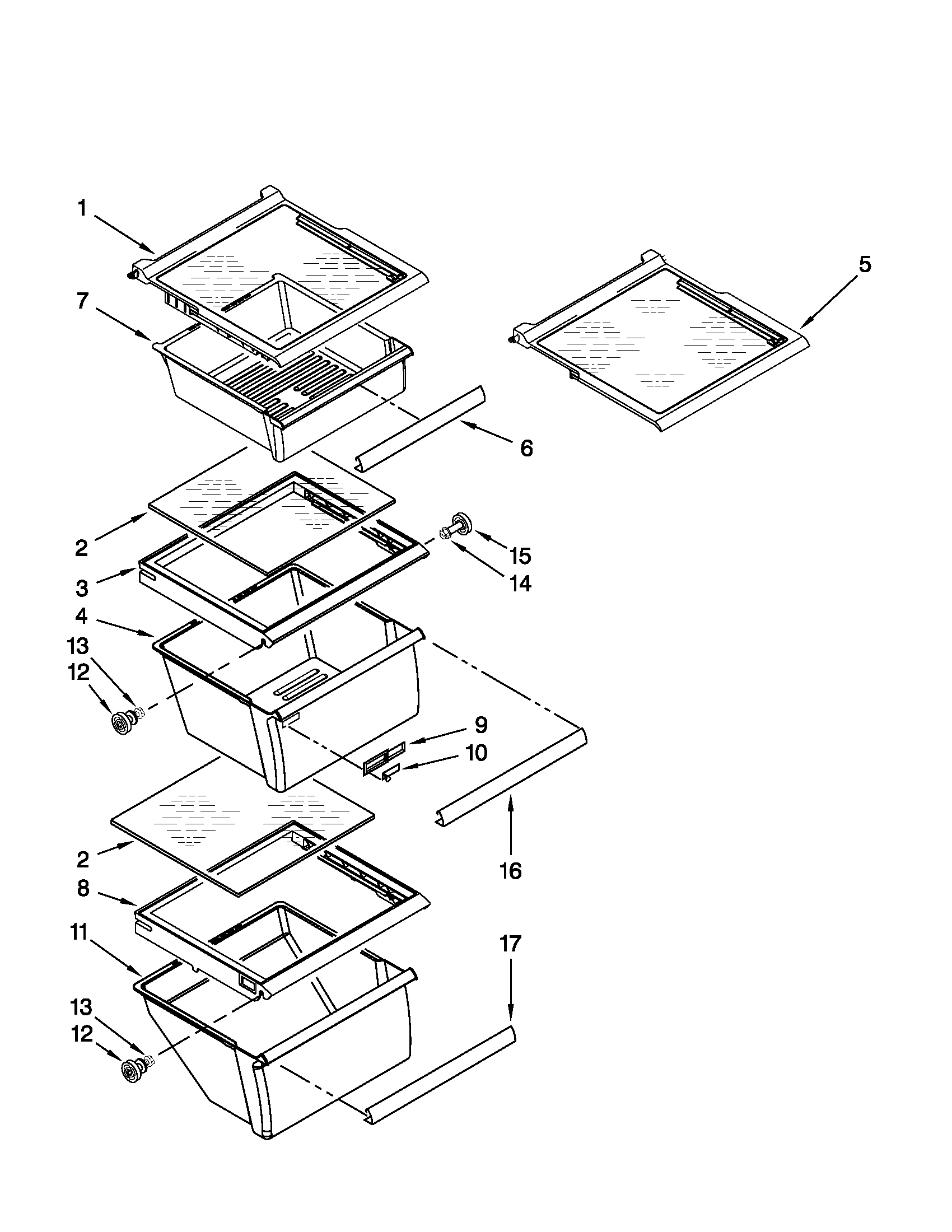 Refrigerator shelf parts