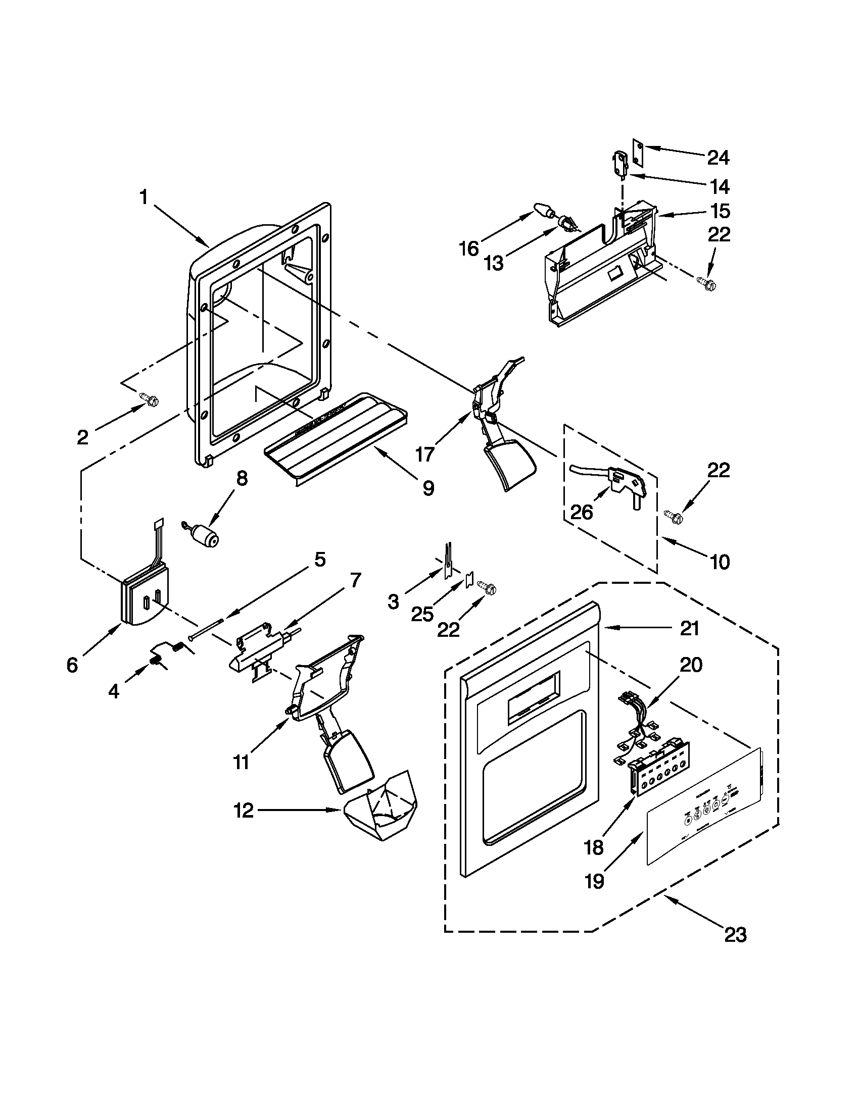 Dispenser front parts