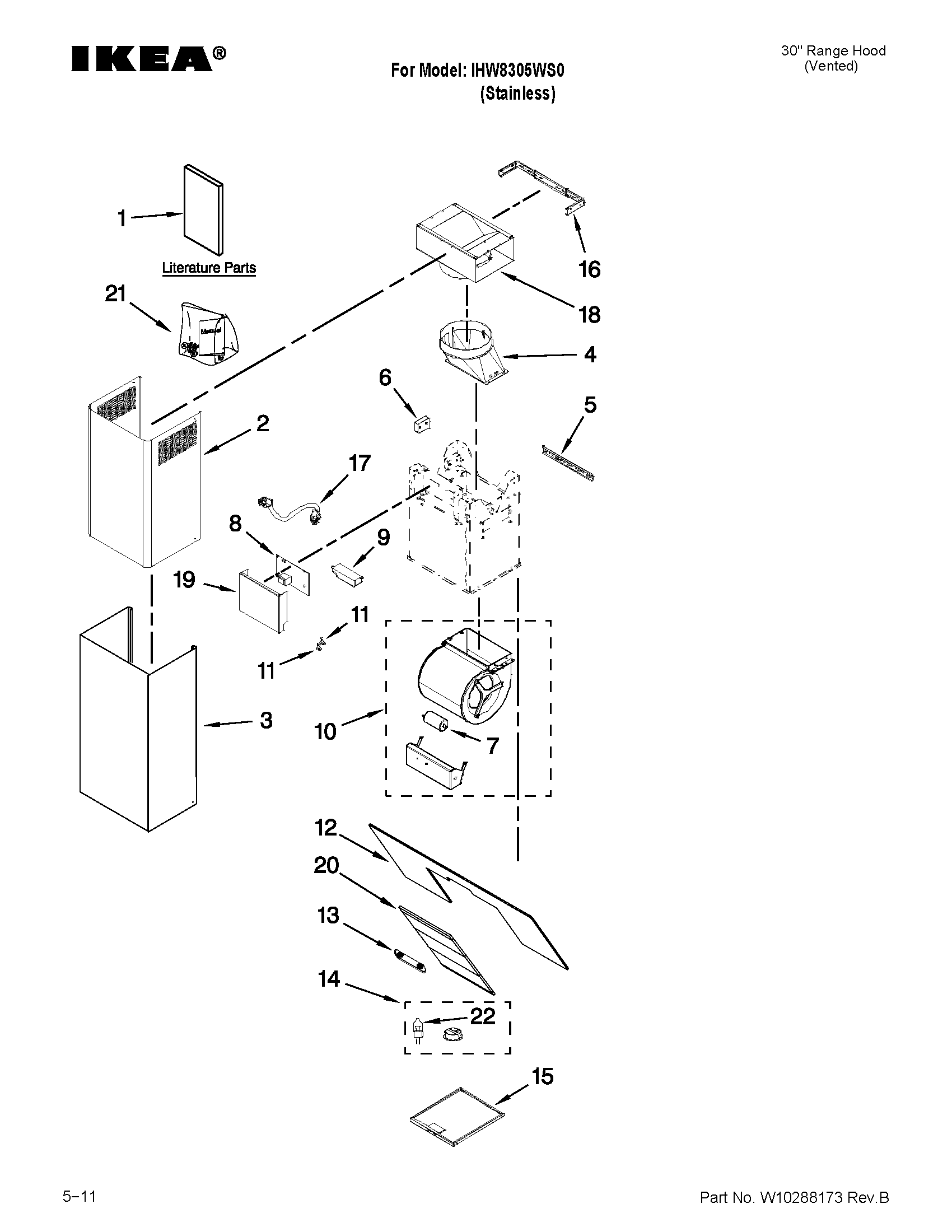 Range hood parts