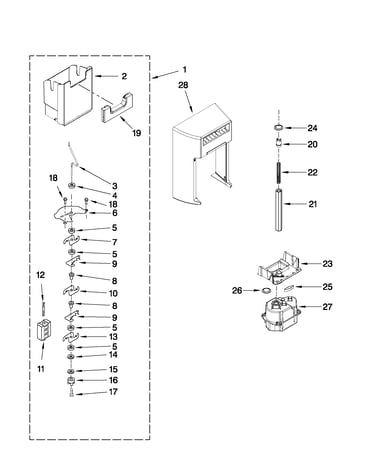 Motor and ice container parts
