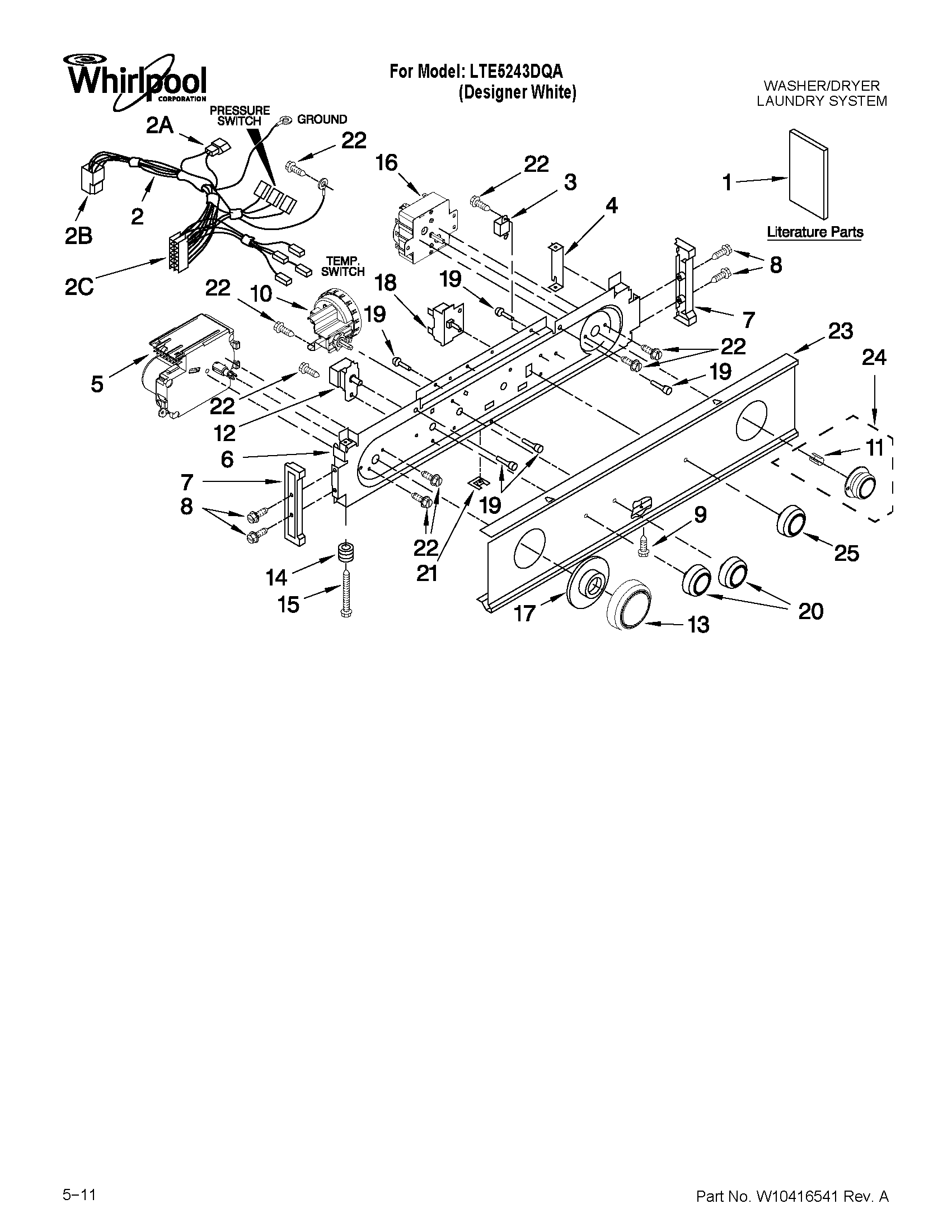 Washer/dryer control panel parts