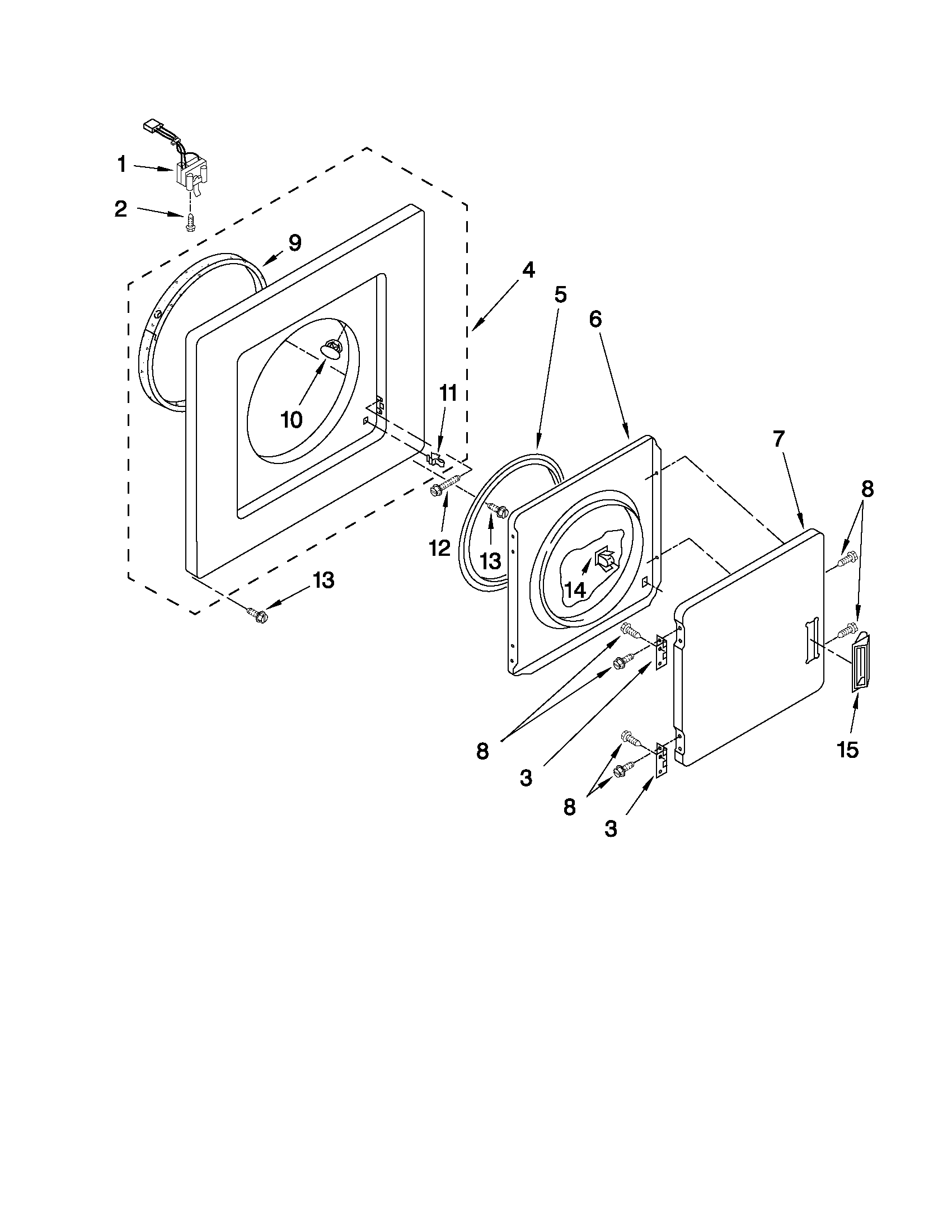 Dryer front panel and door parts