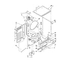 Whirlpool LTE5243DQA dryer cabinet and motor parts diagram