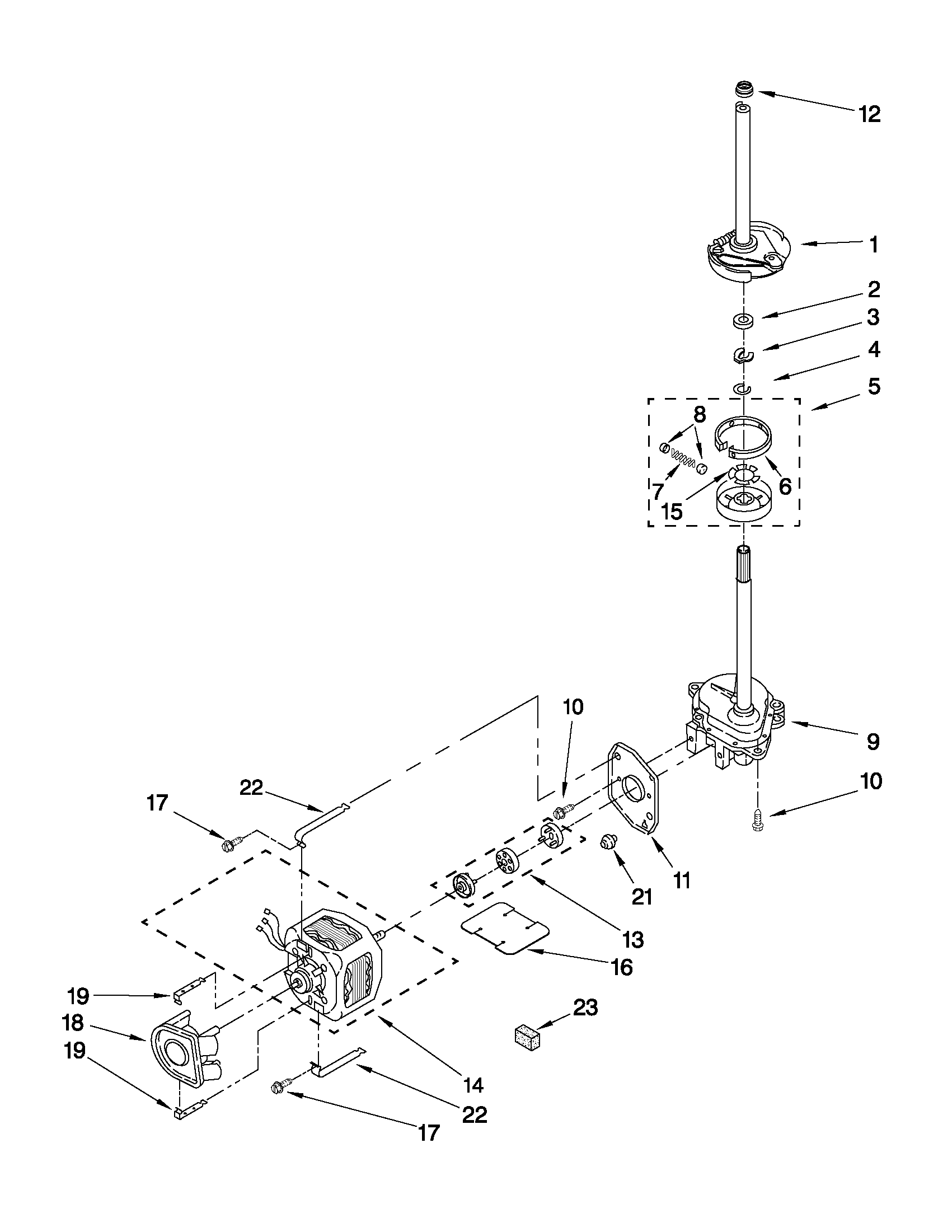 Brake, clutch, gearcase, motor and pump parts