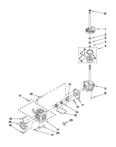 Brake, clutch, gearcase, motor and pump parts