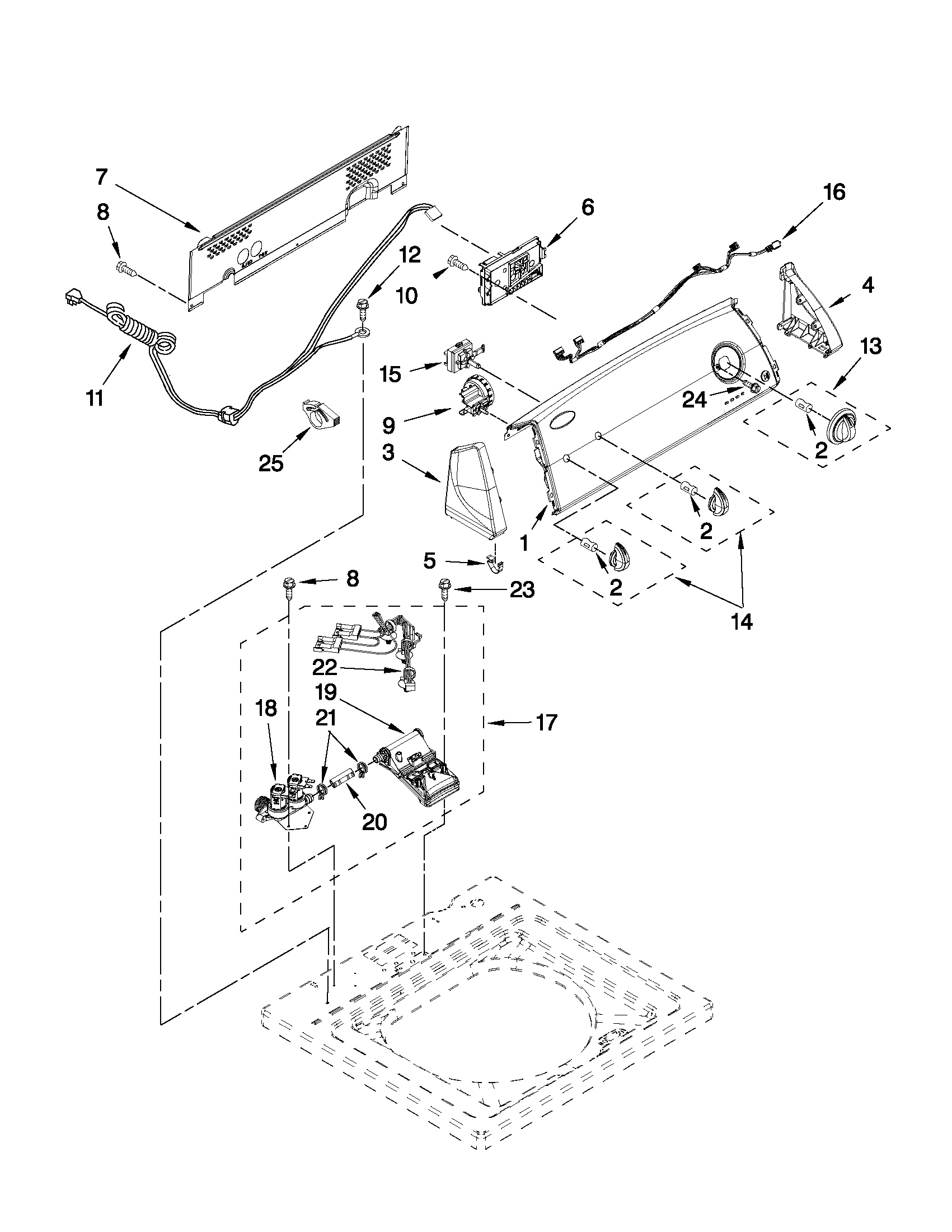 Controls and water inlet parts