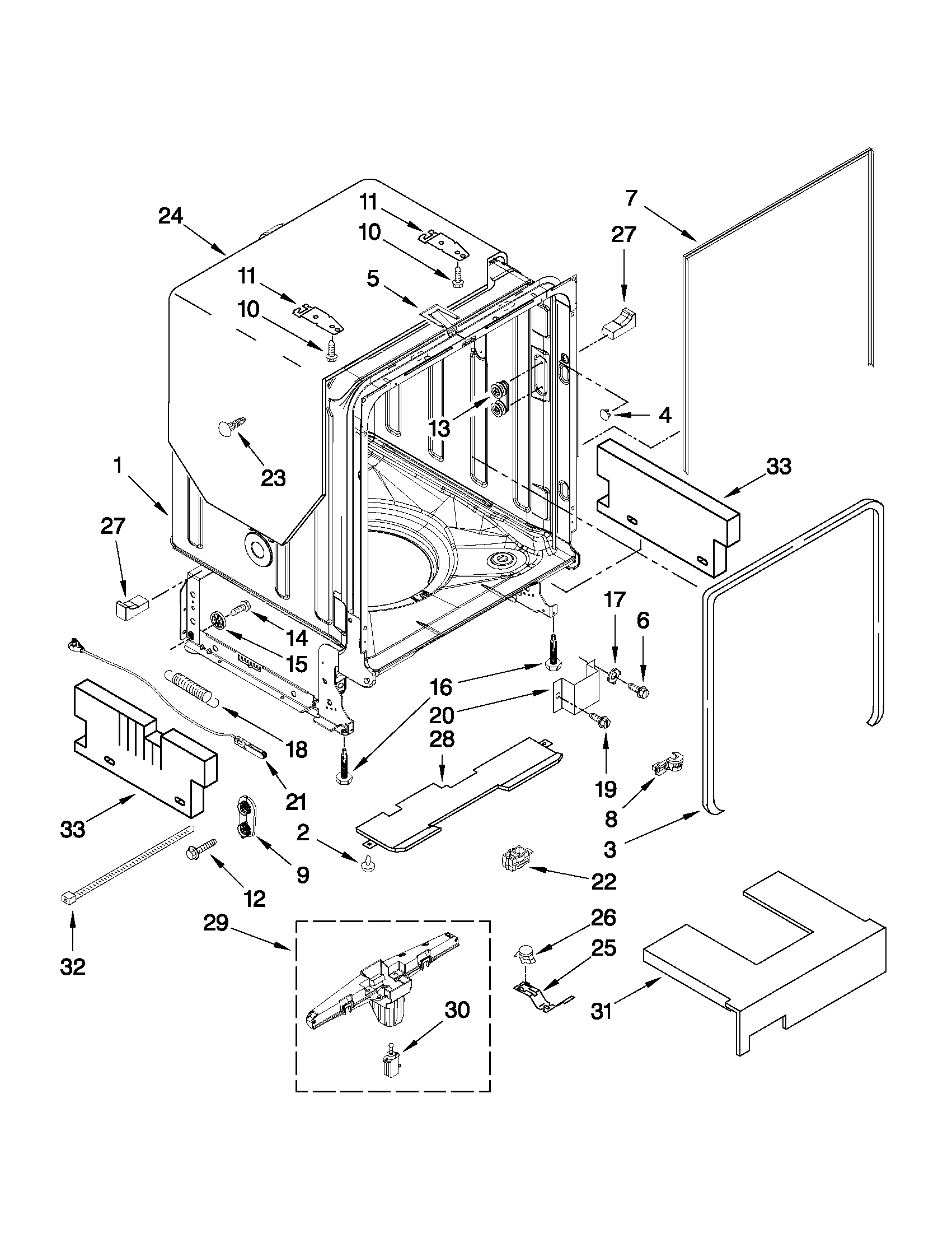 TUB AND FRAME PARTS